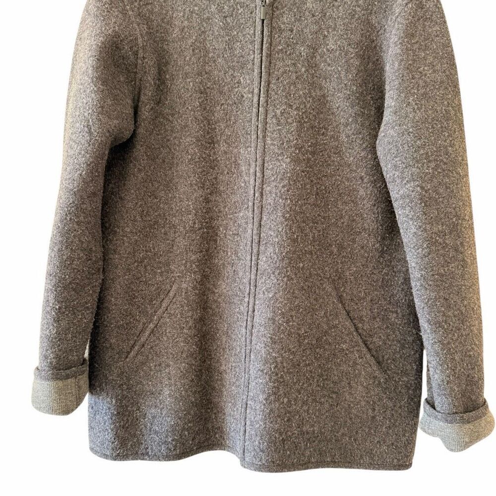 Eileen Fisher wool zip-front bomber fashioned from soft charcoal SZ M - Picture 3 of 10